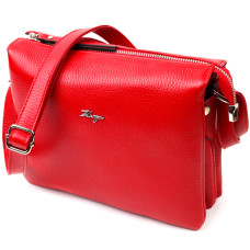 Удобная женская сумка на плечо KARYA 184643 кожаная Красный