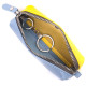 Вместительная кожаная ключница комби двух цветов Сердце GRANDE PELLE 185003 Желто-голубая