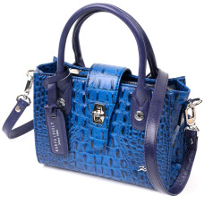 Миниатюрная женская сумка с ручками KARYA 184653 кожаная Синий