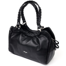 Вместительная женская сумка с ручками KARYA 184603 кожаная Черный