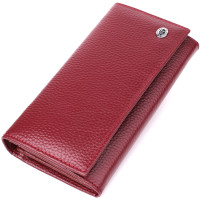 Практичний вертикальний гаманець із натуральної шкіри ST Leather 23085 Бордовий
