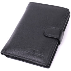 Бумажник мужской вместительный с блоком под документы из натуральной кожи ST Leather 186563 Черный