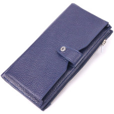 Бумажник вертикальный стильный из натуральной кожи KARYA 185274 синий