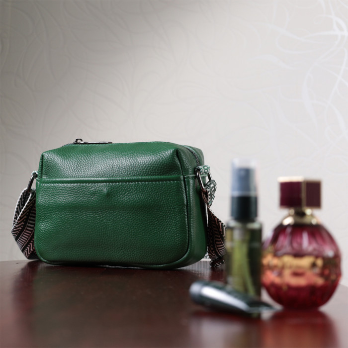 Сумка на одне відділення для стильних жінок із натуральної шкіри Vintage 22603 Зелена