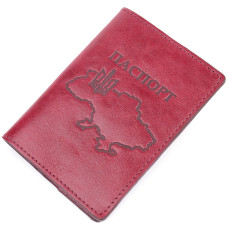 Превосходная кожаная обложка на паспорт Карта GRANDE PELLE 185084 Бордовая