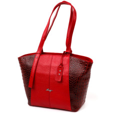 Деловая женская сумка с ручками KARYA 184634 кожаная Красный