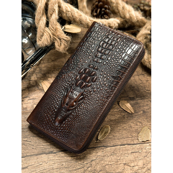 Чоловічий клатч із силуетом каймана 183304 Vintage Коричневий