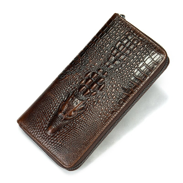 Чоловічий клатч із силуетом каймана 183304 Vintage Коричневий