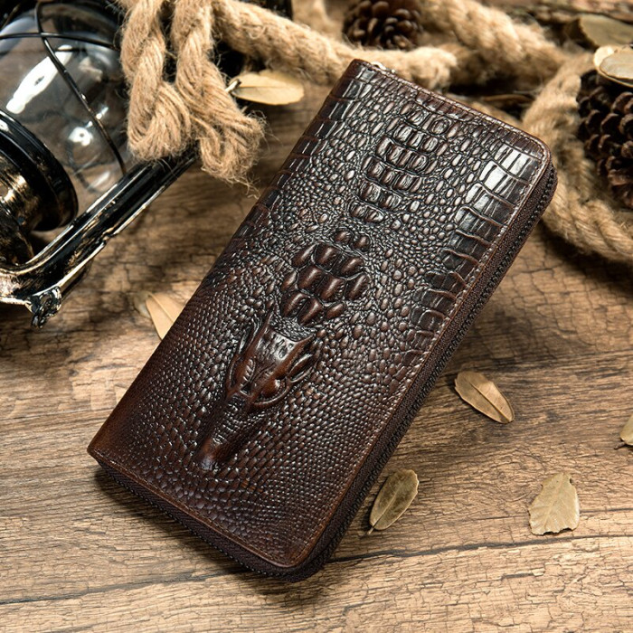Чоловічий клатч із силуетом каймана 183304 Vintage Коричневий