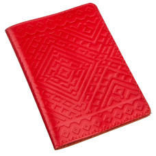 Кожаная обложка на паспорт с ромбами SHVIGEL 183264 Красная