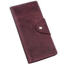 Бумажник женский вертикальный из винтажной кожи на кнопках SHVIGEL 183014 Бордовый
