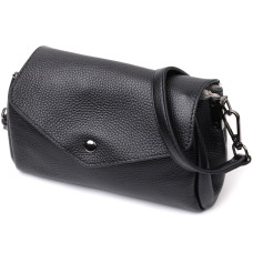 Женская кожаная сумка с треугольным клапаном Vintage 186224 Черная