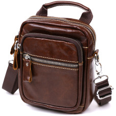 Небольшая мужская сумка из натуральной кожи Vintage 184284 Коричневый