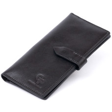 Бумажник вертикальный глянцевый Anet на кнопке GRANDE PELLE 183654 Черный