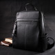 Вместительный женский рюкзак-сумка прошитый белой строчкой из натуральной кожи Vintage 186284 Черный