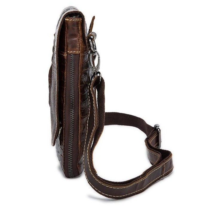 Сумка-мессенджер тиснение под экзотику Vintage 182984 Коричневая