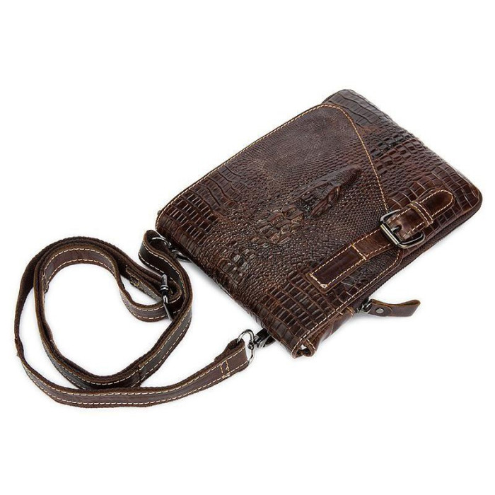 Сумка-мессенджер тиснение под экзотику Vintage 182984 Коричневая