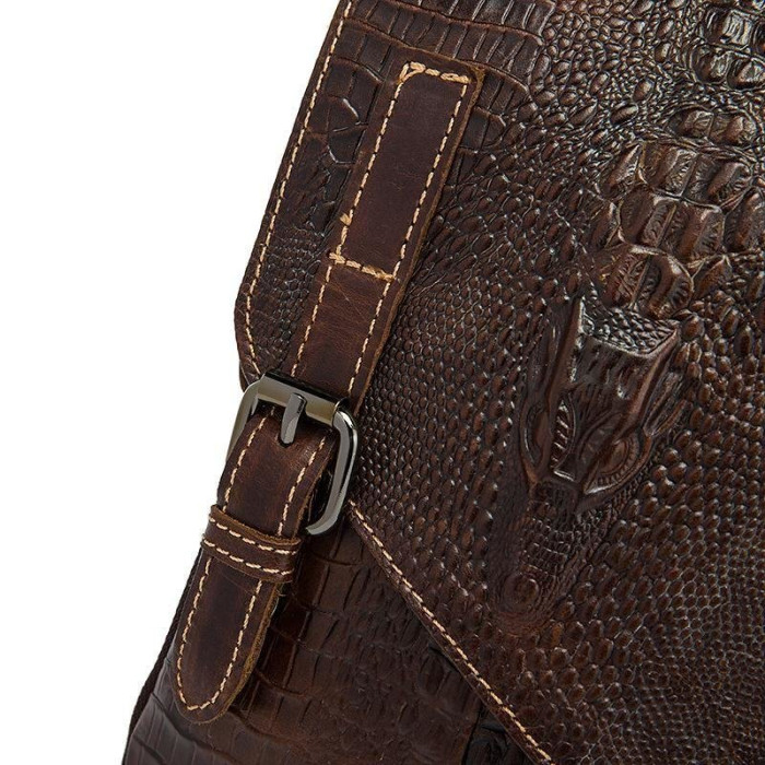 Сумка-мессенджер тиснение под экзотику Vintage 182984 Коричневая