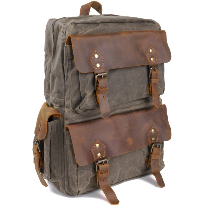 Туристичний рюкзак canvas Vintage 183134 Болотний