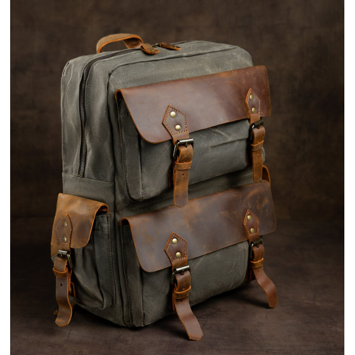 Туристичний рюкзак canvas Vintage 183134 Болотний