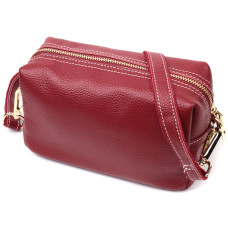 Интересная женская сумка с двумя ремнями из натуральной кожи Vintage 186244 Бордовый