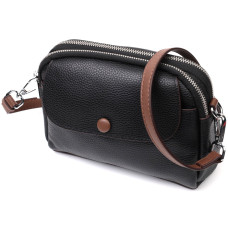 Кожаная маленькая повседневная сумка для женщин Vintage 186294 Черная