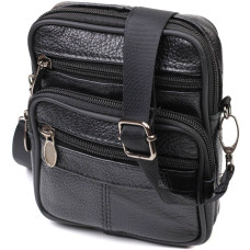 Удобная мужская сумка на пояс из натуральной кожи 185795 Vintage Черная