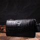 Вместительный мужской клатч из натуральной кожи с тиснением под крокодила BOND 185895 Черный