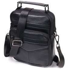 Вместительная мужская сумка кожаная 184985 Vintage Черная