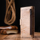 Лакированный женский кошелек из натуральной фактурной кожи KARYA 184785 Бежевый