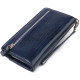 Добротное портмоне клатч из натуральной фактурной кожи CANPELLINI 185385 Синее