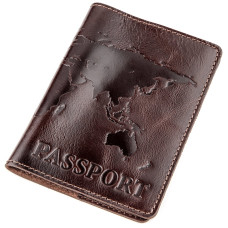 Кожаная обложка на паспорт с картой SHVIGEL 182135 Коричневая