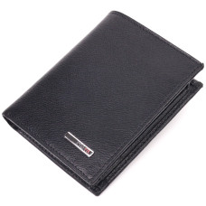 Вертикальный небольшой кожаный кошелек без застежки KARYA 185145 Черный - формат названия товара.