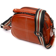 Удобная глянцевая сумка на плечо из натуральной кожи 185975 Vintage Коричневая