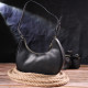 Модная женская сумка-хобо из натуральной гладкой кожи 185245 Vintage Черная