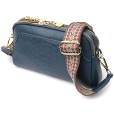 Модная сумка на два отделения из натуральной кожи Vintage 186325 Синяя