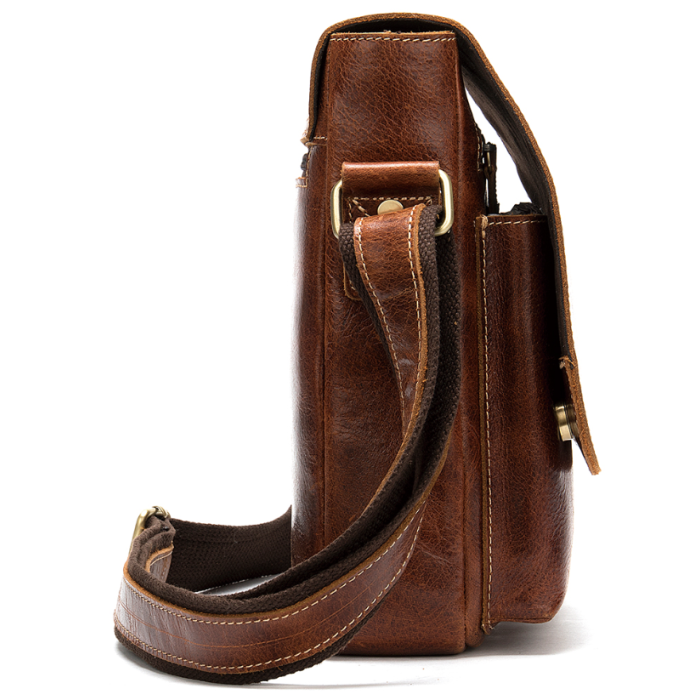 Сумка мужская вертикальная кожаная Vintage 182975 Коричневая