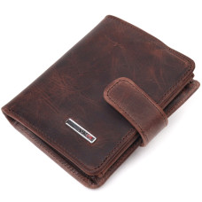 Мужской кошелек компактный в винтажной коже KARYA 185155 коричневый.