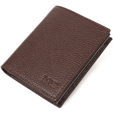 Мужской бумажник компактный BOND 185835 из натуральной зернистой кожи коричневого цвета