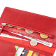 Вертикальный женский бумажник глянцевый Anet на кнопке GRANDE PELLE 183655 Красный