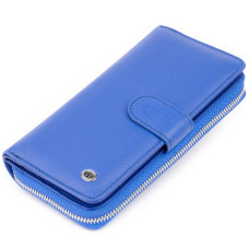 Вертикальный вместительный кошелек из кожи унисекс ST Leather 183545 Синий