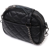 Стьобана сумка для жінок з м'якої натуральної шкіри Vintage 186295 Чорна
