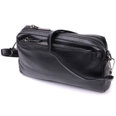 Женская сумка-клатч из мягкой натуральной кожи Vintage 186345 Черная