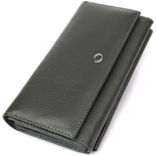 Горизонтальный кошелек с карманом для телефона из натуральной кожи ST Leather 23068 Зеленый