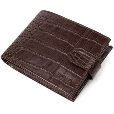 Функциональный бумажник среднего размера для мужчин из натуральной кожи с тиснением под крокодила BOND 185845 Коричневый