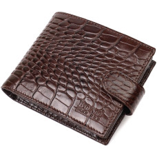 Мужской кошелек горизонтальный фактурный из натуральной кожи с тиснением под крокодила BOND 185855 коричневый