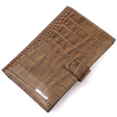 Мужское портмоне KARYA 184955 из натуральной кожи с тиснением под крокодила светло-коричневое (184955)