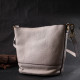 Компактная женская сумка с автономной косметичкой внутри из натуральной кожи Vintage 186335 Белая