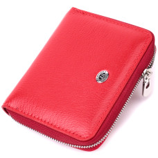 Кожаный женский кошелек на молнии с металлическим логотипом производителя ST Leather 186486 Красный