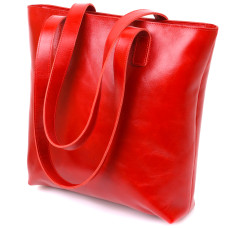 Яркая женская сумка-шоппер из натуральной кожи Shvigel 184346 Красный